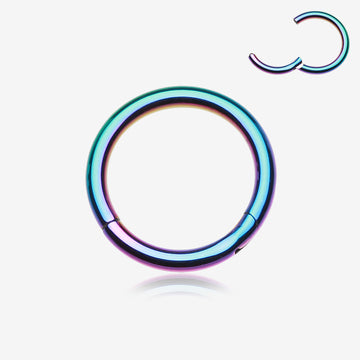 Detail View 1 of Colorline Steel Seamless Hinged Clicker Hoop Ring-Rainbow